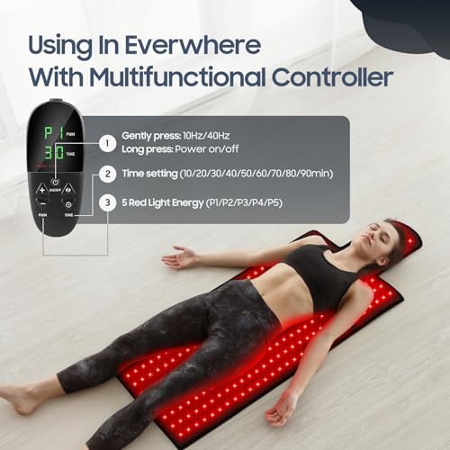 LITDUCK Body Red Light Therapy Mat, Eligible Red Light Therapy Blanket, 2in1 LEDs(660nm& 850nm), Premium Leather, Adjustable Timer & Intensity - Image 7