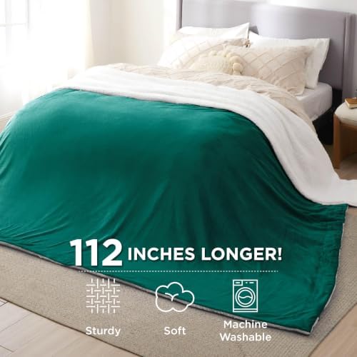 Bedsure GentleSoft Sherpa Fleece Cal King Blankets for Bed, Non-Heated, Thick and Warm Oversized Throw for Women and Men, Soft Fuzzy Plush Large Blanket for Winter, Forest Green, 112x98 Inches - Image 3