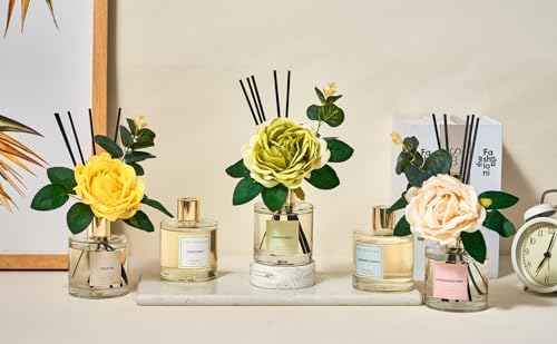 Cocorina Reed Diffuser Set, Flower Reed Diffuser Cashmere Vanilla, Scented Diffuser with Sticks Home Fragrance Essential Oil for Bathroom Shelf Decor, Living Room, Large Room, Rose/6.7 Ounce/1pack - Image 3