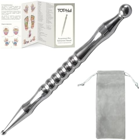 Acupuncture Pen, Premium Stainless Steel Acupressure Pen for Muscle Tension Pain Relief, Trigger Point Massage Pen Manual Reflexology Tool by tophld