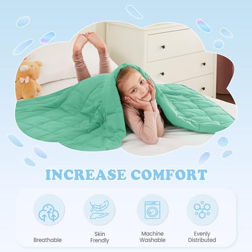 Weighted Blanket - 7 lbs Green Heavy Blanket - Small Size Breathable Lap Blanket(41"x60", 7 lbs) - Image 5