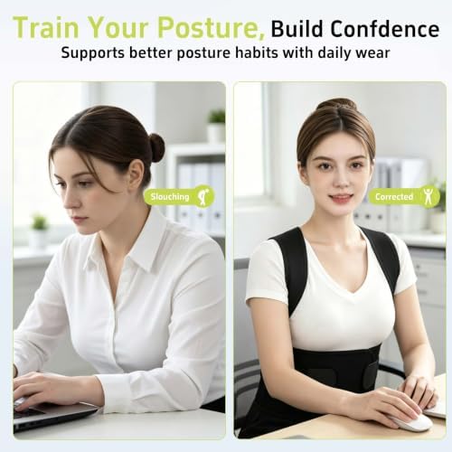 Posture Corrector for Women and Men, Adjustable Back Brace Support with Dual Support Rods, Shoulder Straightener Posture Corrector for Rounded Shoulders, Upper Back Support Brace, Breathable Posture Trainer (Black, Medium) - Image 7
