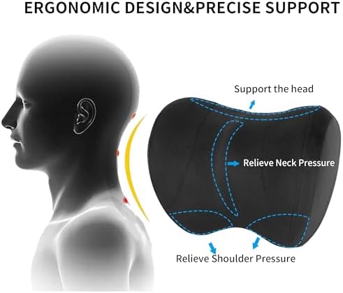 Car Neck Pillow Adjustable Up and Down Style 2 Pack,Car Headrest Pillow for Neck Support Relieves Driving Fatigue, Soft Memory Form and Ergonomic Design Fits Most Heights and Car Seats (Black) - Image 4