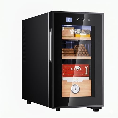 KingChii 23L Cigar Cooler Humidor with Cooling Control System, Electronic Cigar Cabinet Spanish Cedar Shelves & Digital Hygrometer, Father DayGifts for Men (3 Layers 150 Capacity) by KingChii