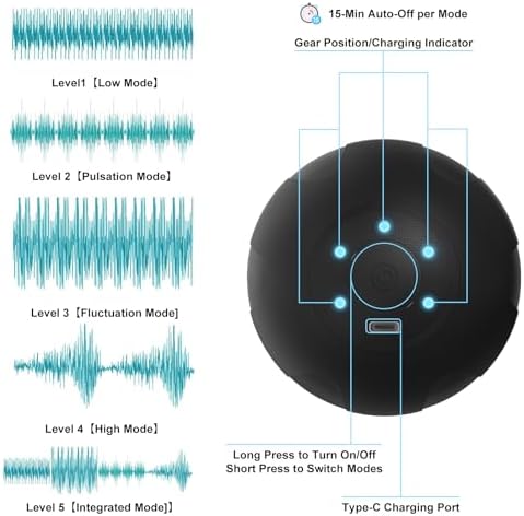 Vibrating Massage Ball with 5-Speed Mode for Muscle Recovery, Myofascial Release - Deep Tissue Massage Ball for Trigger Point Massage - Mobility Ball Back & Hip Flexor Release Tool - Image 3