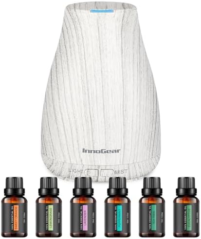 InnoGear 100ml Essential Oil Diffuser for Home with 6 Oils Gift Set, Grey by InnoGear