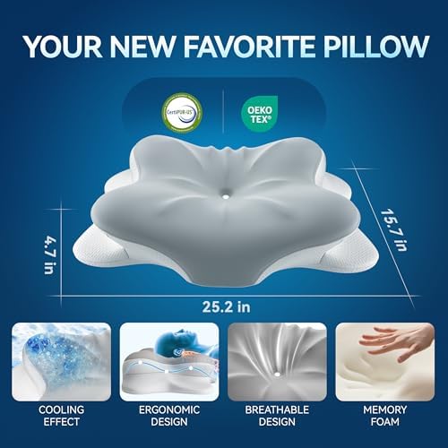 Cervical Neck Pillow for Neck Pain, Ergonomic Memory Foam for Side & Back Sleepers - Image 5