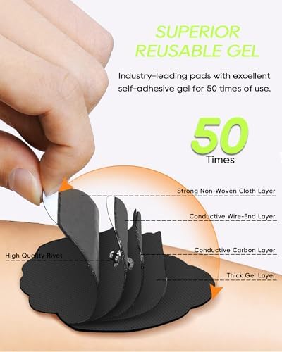 20 Pack TENS Unit Electrode Pads with Wire Cable Combination Set. Reusable Premium Hydrogel Self-Adhesive TENS Unit Replacement Pads, Compatible with Belifu, AVCOO, NURSAL, TENS 7000, AUVON, Neocarbon - Image 5