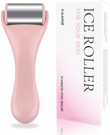 MAANGE Ice Roller for Face 1 Piece Stainless Steel Facial Roller Ice Face Roller for Puffiness,Migraine,Pain Relief and Skin Care (Pink) by MAANGE