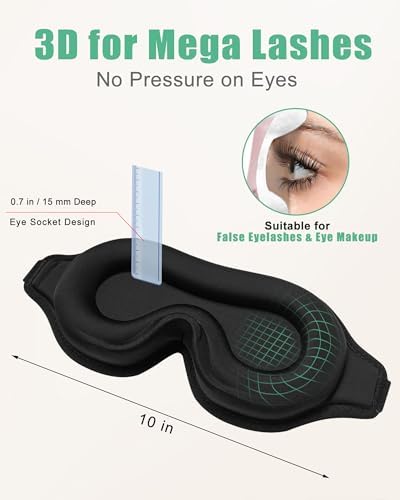 BeeVines 3D Contoured Sleep Mask, Blackout Eye Masks for Sleeping (2 Packs) - Image 2