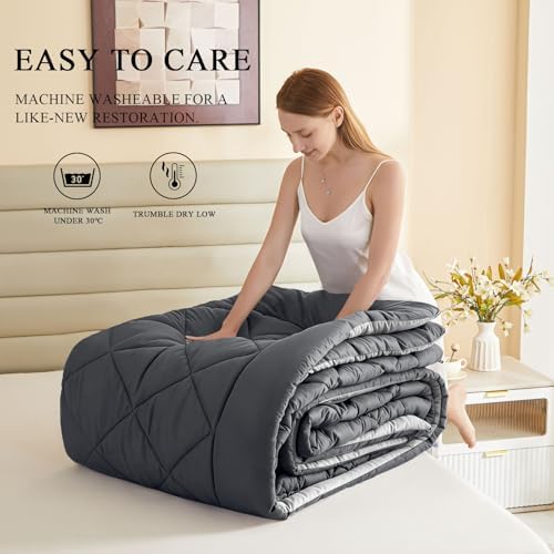 120x98 Oversized King Comforter,Super King Size Comforter Oversized, All Season Soft Lightweight Quilt Down Alternative Duvet Insert with 8 Corner Tabs, Dark Grey/Grey - Image 6