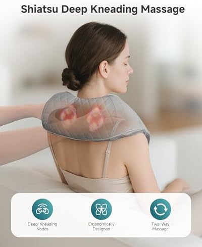 Snailax Cordless Neck Massager with Heat, Rechargeable Shiatsu Neck Back Massager for Pain Relief Deep Tissue, 4D Knead Shoulder Massager Pillow, with Portable Carry Bag, Gifts/Presents for Mom, Dad - Image 2