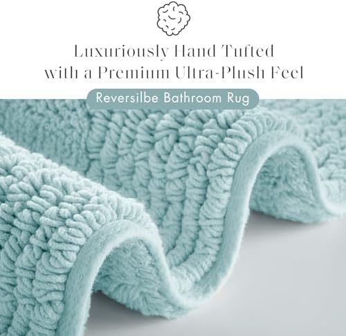 Madison Park Splendor Reversible 100% Cotton Bath Rug, 24 x 44, Blue - Image 2