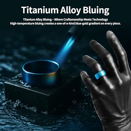 Mirlray Smart Ring for Women & Men, Smart Ring Health Tracker, Blood Oxygen & Heart Rate Monitor, Long Lasting Battery Sleep Ring, Waterproof Fitness Ring (Ti-Blue, 8) - Image 5