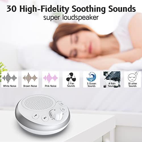 Loud Pink Noise Sound Machine Sleep Machine Nostop 30 Soothing Sounds for Baby Kids Adults Sleep Pinknoise Machine 36-Level Vol Auto-Off Timer Memory Function for Home Travel Office - Image 2