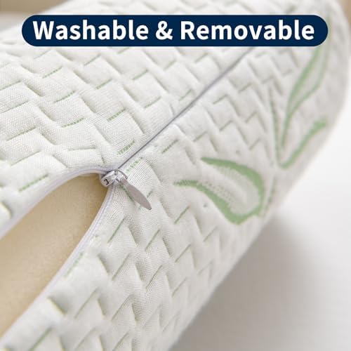 Neck Roll Pillow for Neck Pain Relief - High Resilience Foam Round Bolster Pillow for Cervical Support with Removable Washable Cover for Sleeping, Travel Legs Back Yoga (17X6 inch) - Image 7