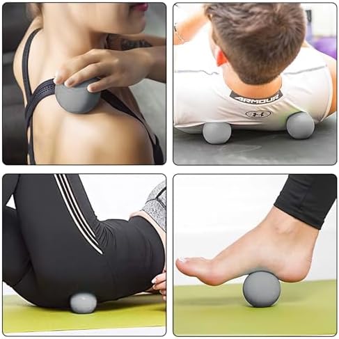 WOVTE Massage Lacrosse Ball for Sore Muscles, Shoulders, Neck, Back, Foot, Body, Deep Tissue, Trigger Point, Muscle Knots, Yoga and Myofascial Release (Grey) - Image 4