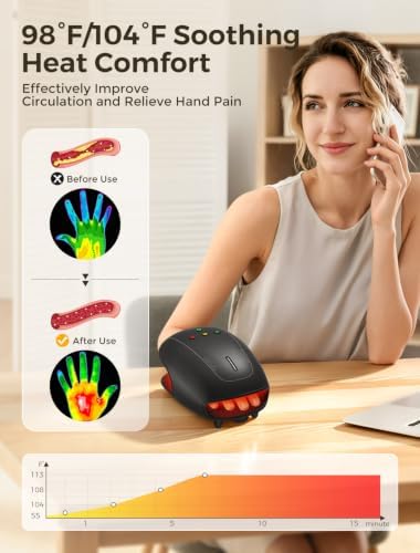 Estefanlo Hand Massager with Heat and Compression, Cordless Hand Massager for Arthritis Pain Relief, 3 Modes Air Compression Finger Massage Device, 2 Heat Levels, Washable Silicone Liner, Black - Image 6