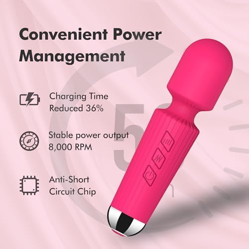 Portable Quiet Vibrating Mini Massager for Women & Men, Personal Handheld Electric Massager for Back Neck Shoulder Muscle Pain Relief & Relaxation, 20 Modes 8 Speeds (Red) - Image 3
