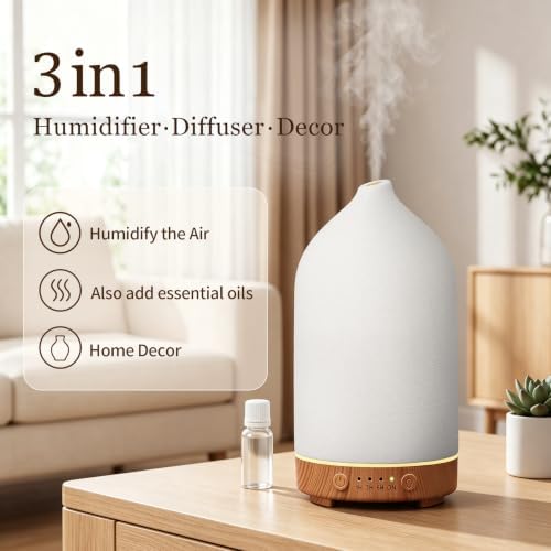 Gooamp 200ML Ceramic Essential Oil Diffuser for Home, Stone Diffuser 2 Pack - Image 4
