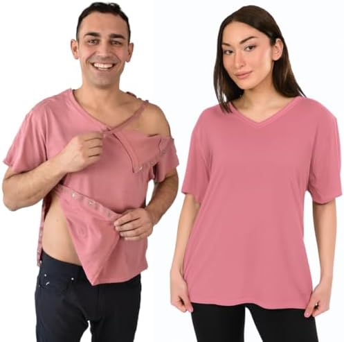 Inspired Comforts Unisex Post Surgery & Rehab V Neck Dual Access Snap Shirt by InspiredComforts
