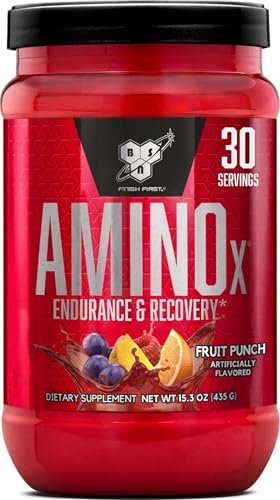 BSN Amino X BCAAs Recovery Powder, Caffeine Free, Fruit Punch, 30 Servings by BSN