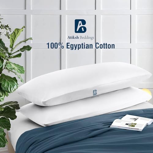 Body Pillow Cover with Zipper 20x72 Cotton Long Body Pillowcase Lumbar Pillow case 100% Egyptian Cotton 500 Thread Count Pack of 1 for Adult Size (White) - Image 2