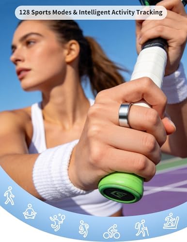 Smart Ring for Women Men Fitness Tracker Heart Rate Sleep Trends 128 Sports Modes Gesture Control Cycle Tracking IP68 Waterproof No Subscription Compatible with iPhone Android (Silver, Size11) - Image 6