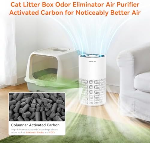 AIRROMI Air Purifier for Bedroom with HEPA 3-in-1 Filter, Pet Air Purifier for Home Cat Pee Smell, Covers Upto 990 Ft², Quiet 360° intake Air Cleaner for pet hair,allergies,Dust,Smoke A2001 White - Image 4