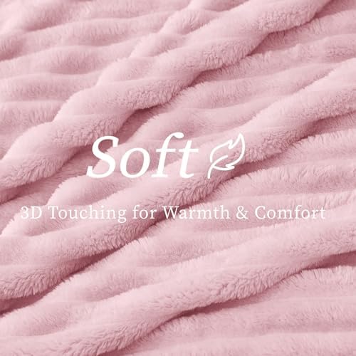 BEDELITE Ribbed Twin Blanket for Couch & Bed, Cherry Blossom, 60"x80" - Image 4