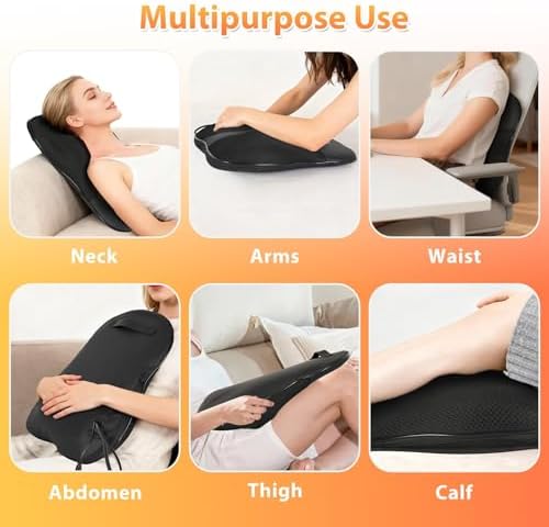 Shiatsu Back and Neck Massager for Pain Relief Deep Tissue, 3D Kneading Lower Back Massager Pillow with Vibration Airbag for Back Neck Shoulder and Legs, Gifts for Mom,Dad,Women - Image 6