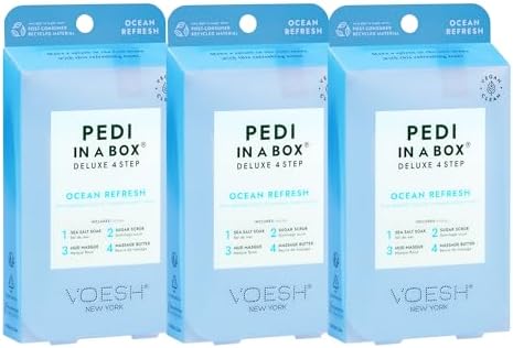 VOESH Pedi in a Box 4 Step, Pedicure Set, At-Home Pedicure, DIY Pedi, Foot Treatment, Pedicure Supplies, Foot Scrub, Foot Spa, Foot Care, Foot Therapy by Unknown