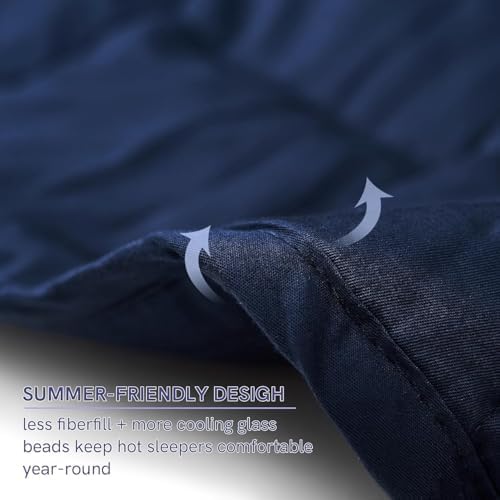 YnM Exclusive Weighted Blanket, Soothing Cotton, Smallest Compartments with Glass Beads, Bed Blanket for One Person of 110lbs, Ideal for Twin/Full Bed (48x72 Inches, 12 Pounds, Navy) - Image 5