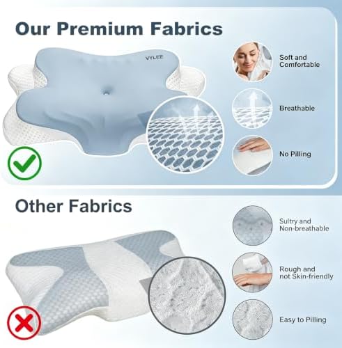 VYLEE Cervical Neck Pillow, Memory Foam Contour Pillow (Blue) - Image 4