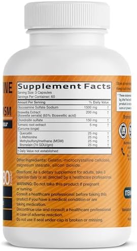 Bronson Glucosamine Chondroitin Turmeric & MSM Joint Support, 180 Capsules - Image 2