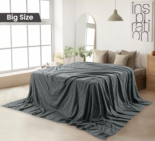 Utopia Bedding 100% Cotton Thermal Blanket Smoke Gray Big, 120x120 Inches - Image 2