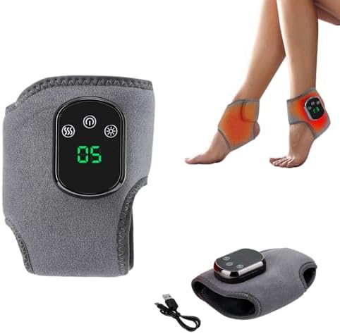 Portable Foot and Ankle Massager with Heat – 3-Speed Vibration & 5-Temperature Settings, Wireless for Pain Relief, Swelling, Plantar Fasciitis, Travel & Home Use, Gift (1) by Unknown