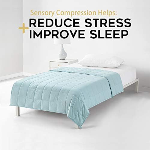 YnM Weighted Blanket,Heavy 100 Percent Oeko-Tex Certified Cotton Material(Light Blue, 80''x87'' 30lbs), Two Persons(140~240lb) Sharing Use on Queen/King Bed | A Duvet Included - Image 3