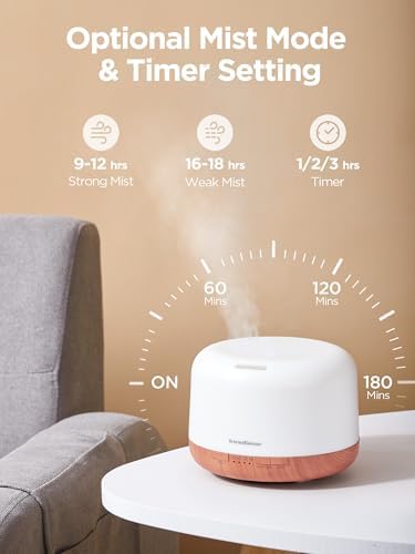 InnoGear 500ml Essential Oil Diffuser for Home Cool Mist Humidifier, Yellow - Image 3