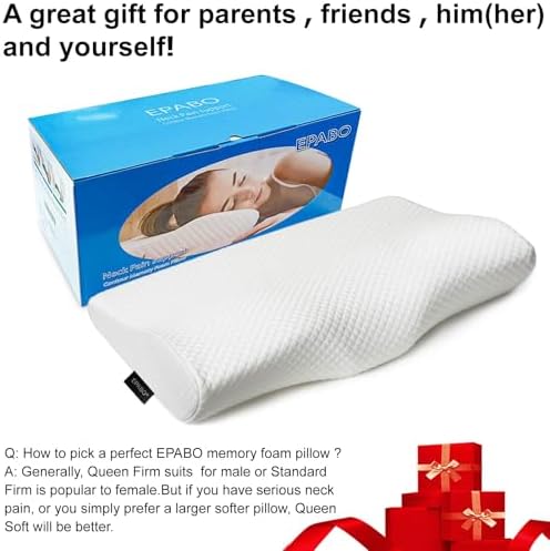 EPABO Contour Memory Foam Pillow Orthopedic Sleeping Pillows, Ergonomic Cervical Pillow for Neck Pain - for Side, Back and Stomach Sleepers, Free Pillowcase Included (Firm & Near King) - Image 5