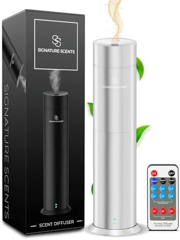 Luxury Essential Oil Diffuser – Waterless Oil Diffuser for Essential Oils - Scent Diffuser for Home & Hotel - Covers up to 1000 sq. ft. with Bluetooth App Control (Silver) by SignatureScents