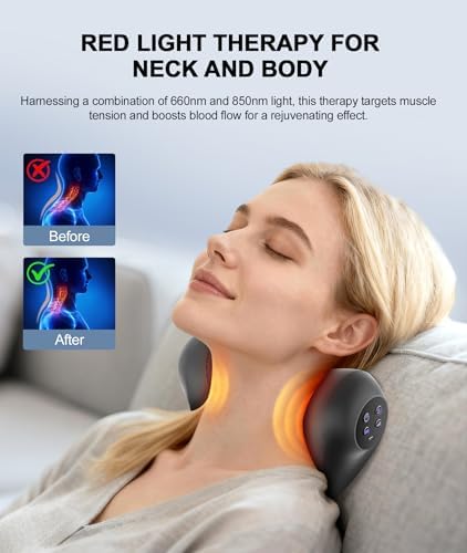Neck Massager with Heat, Red Light & Vibration Adjustable, Heated Neck Stretcher with 3 Modes, Rechargeable Cervical Traction Device for Pain Relief & Muscle Relaxation, Gift for Women Men - Image 4