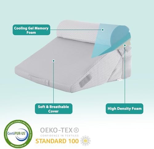 Bedluxe Wedge Pillow Set for After Surgery, Orthopedic Bed Wedge Light Grey - Image 6