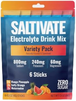 Electrolyte Packets Variety Pack, 3 Flavors, 6 Stick Packs by Saltivate