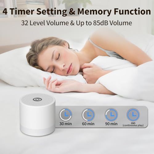 Sound Machine Mini White Noise Machine with 30 Soothing Sounds 4 Timers Memory Function for Newborn Baby Kids Adults Portable Rechargeable Sleep Brown Noise Machine for Travel Camping Home Office - Image 6