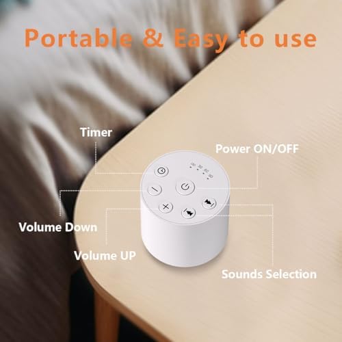 Color Noise Sleep Sound Machine Portable White Noise Machines with 30 Soothing Sounds 32 Levels Volume 4 Timer Options Compact Auto-Off Memory Function for Family Office Travel Everyone - Image 6