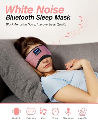 LC-dolida Sleep Headphones, White Noise Bluetooth Sleep Mask 3D Wireless Eye Mask Sleeping with Timing, Sleep Mask with Bluetooth Headphones for Side Sleepers Travel Yoga - Image 5
