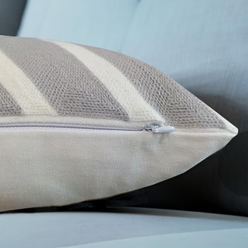Embroidered Throw Pillow Cover Arrows Coko Geometric Lumbar Pillow Cover Decorative Cushion Shell 2-Tone Silver Grey Chevron 1pc 12x20, Gray 30x50cm - Image 2