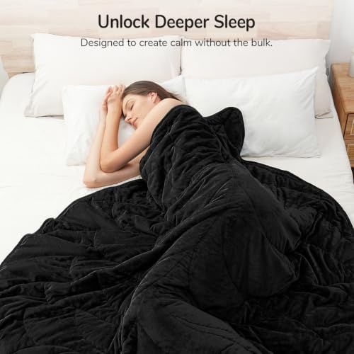 Weighted Blanket for Adults, 15 lbs, 60" x 78", washable Blankets, Black - Image 3