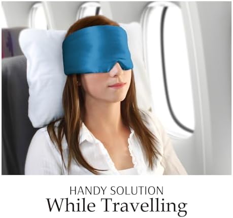 Zenssia 100% Mulberry Silk Sleep Eye Mask for Men and Women, Peacock Blue - Image 6